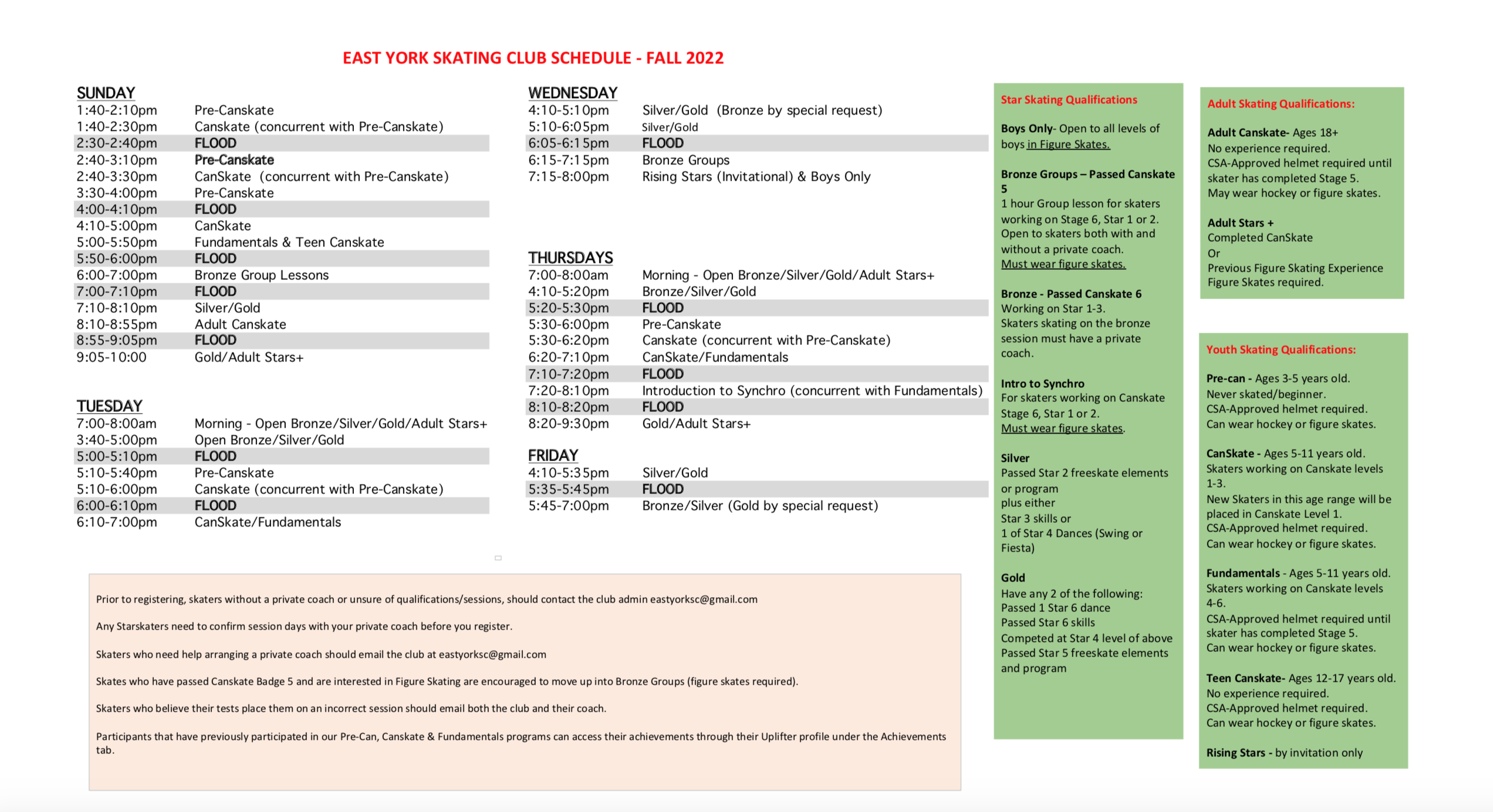 Fall 2022 - Schedule :: Program Registrations - EYSC